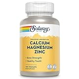 Solaray Calcium Magnesium Zinc Supplement, with Cal & Mag Citrate, Strong Bones & Teeth Support, Easy to Swallow Capsules, Vegan, 60 Day Money Back Guarantee, 25 Servings, 100 VegCaps