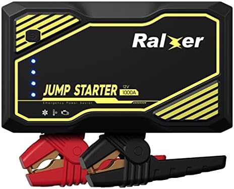 RALXER Portable Car Jump Starter (Up to 7.0L Gas or 5.5L Diesel Engine), Jump Starter Battery Pack 12V Battery Jump Starter with LED Light