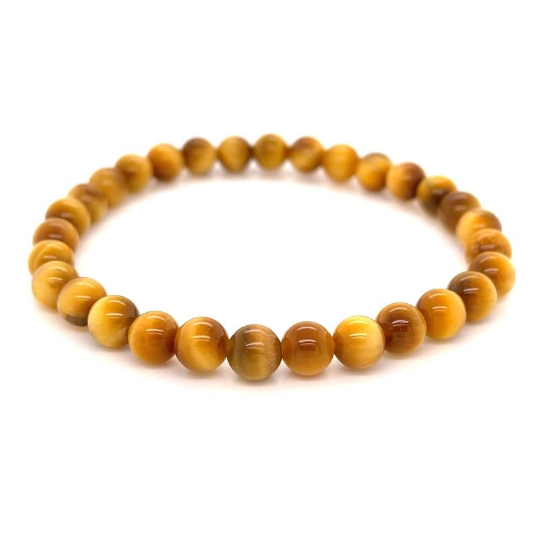 Bracelet œil de tigre doré naturel rond poli miel tendance mixte