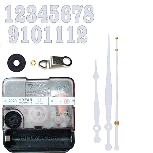 Image of 12 Pcs Arabic Mirrored Acrylic Numerals Movement Machine 22mm for Wood Resin Marble Clock Fancy Needles Pack 2 (White D0)