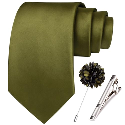 Image of Hi-Tie Men's Extra Long Solid Satin Tie Set 63 Inch /70 Inch Formal Necktie