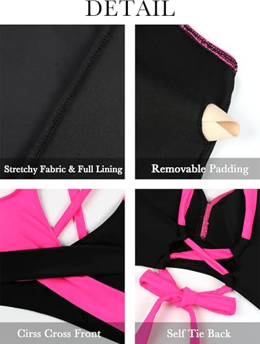 Blooming Jelly High Waisted Bikini Sets for Women Modest Two Piece Swimsuit Curvy Neon Bathing Suit 2025 (M, Orange Pink) - Image 5