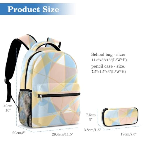 Sac à dos géométrique multicolore pack de 2 pour l'école et voyage