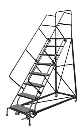 Tri-Arc KDEC108246 8-Step Forward Descent Safety Angle Steel Rolling Ladder