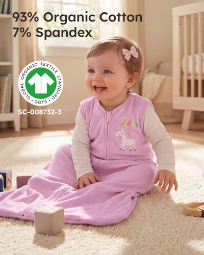Image of Yoofoss Baby Sleep Sack 0-6 Months Wearable Blanket for Babies 100% Organic Cotton 2-Way Zipper TOG 0.5 Toddler Sleeping Sack 3 Pack, Sleep Sacks
