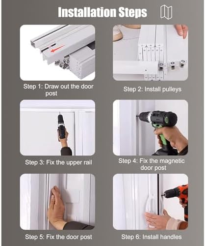 Clear Folding Accordion Doors for Doorways, Aluminum & Acrylic Sliding Room Divider, 24-60 Inch Widths, Ideal for Office & Bathroom, Multifold Interior Door (Red, 30x80in)