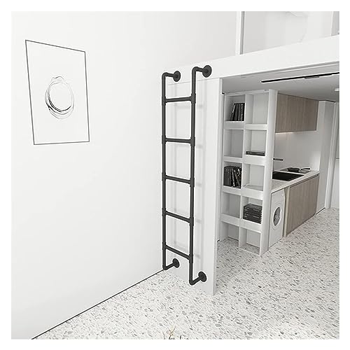 Escalera de altillo Industrial Negra de Alta Resistencia montada en la Pared, reemplazo de litera, Garaje, sótano, apartamento, Dormitorio, 125 cm (49,2 pul