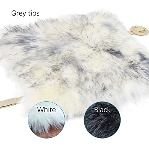 Okayda Natural Sheepskin Car Seat Cover Fluffy Square Seat Cushion Universal Size Fit For Most Car, Truck, Suv, Or Van (Grey 1Pc) #TOP4