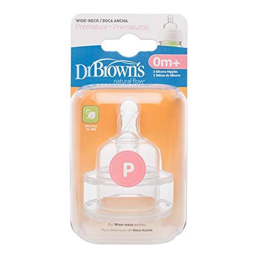 Bicos de Silicone Options Prematuro para Mamadeira Boca Larga, Dr Browns, Transparente