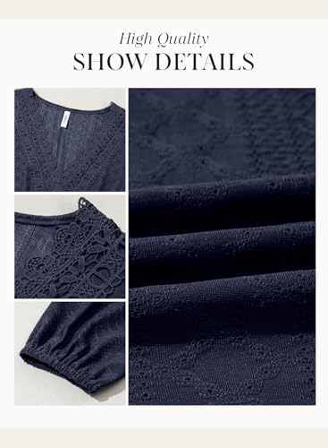 Dokotoo Spring Dresses for Women 2026 Elegant Lace Hollow Out Embroidered V Neck Long Sleeve Casual A-Line Swing Mini Dress - Image 7