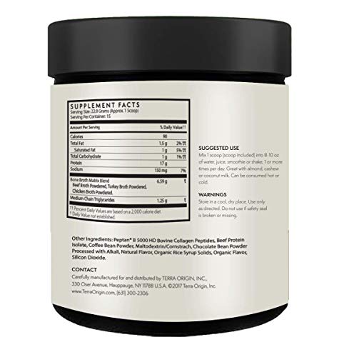 Unflavored Bone Broth Protein Powder With Turmeric, 15 Servings, 17G Protein, Natural Collagen From Real Whole Food Sources - Supports Joint And Cartilage Health, Immune And Cardiovascular Health. #TOP1