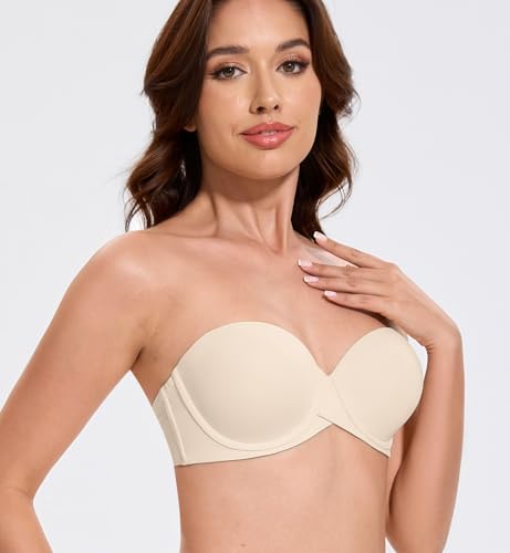 Image of MELENECA Women's Stay Put Padded Cup with Lift Underwire Push Up Strapless Bras