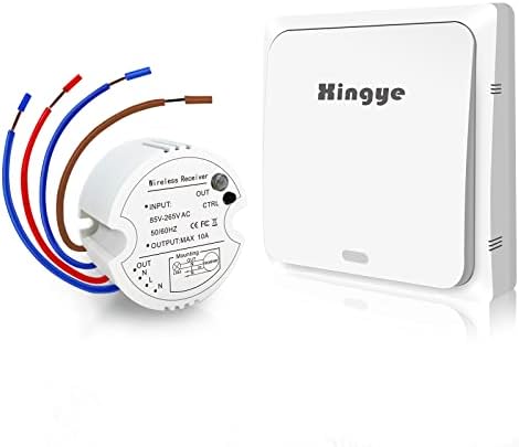 Wireless Light Switch Kit, XINGYE Quick Create or Relocate On/Off Switch for In-/Outdoor Light up to 1300W, No Wiring No Battery, Remote Control Light Switch Easy-Installing/Portable/Waterproof