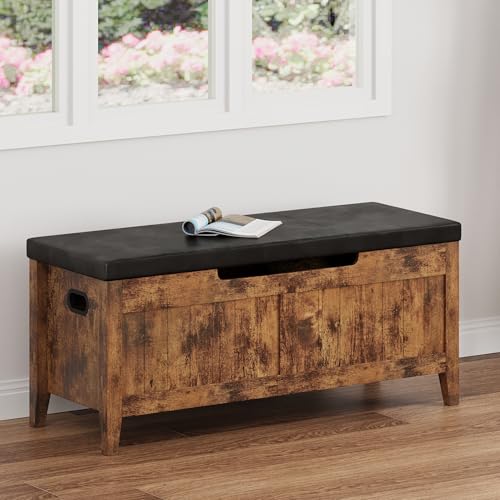 GAOMON Storage Bench, 39.4” Wooden Chest Storage Box with 2 Safety Hinges, Entryway Benches with Flip-Top, Large Trunk for Living Room, Bedroom, Easy Assembly
