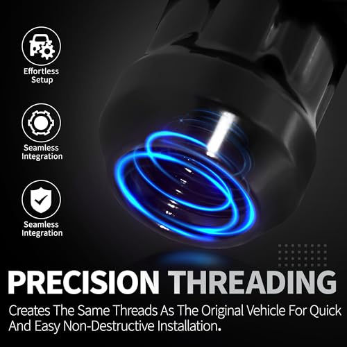Image of 16 PCS M12x1.5 Black Lug Nuts, 1.35 inch Tall Hex Trailer Lug Nuts, 60 Degree Conical Cone Seat with Socket Key, Wheel Lugnuts Compatible with Ford Fusion 2006-2019, Ford Focus 2000-2019