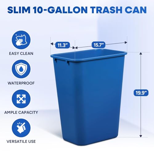 Caneca de basura rectangular azul 10 galones Plexon miniatura 2