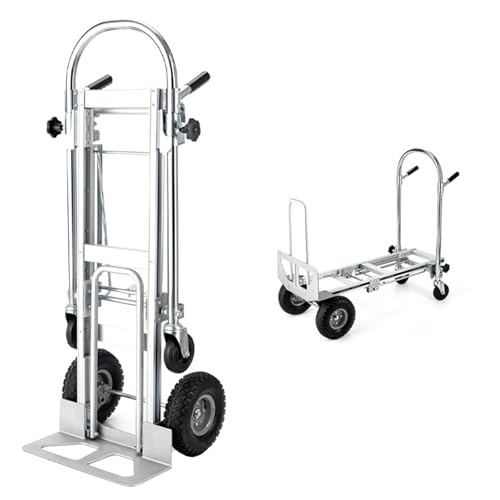 Carretilla de mano plegable, resistente con 4 ruedas y carrito utilitario plegable para transporte de almacén y cargas voluminosas
