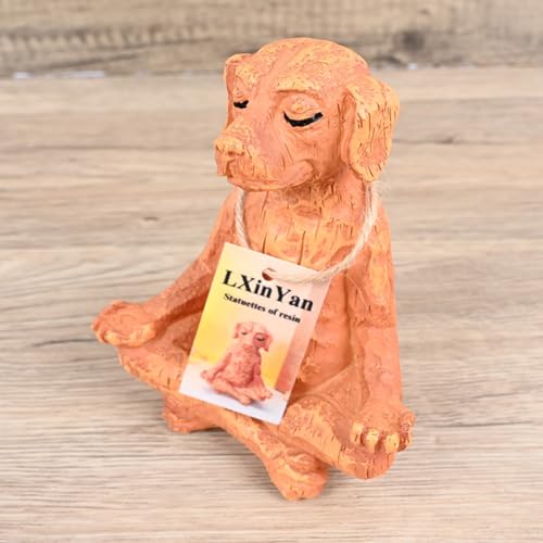 Estatua de perro meditación de resina en pose yoga miniatura 7