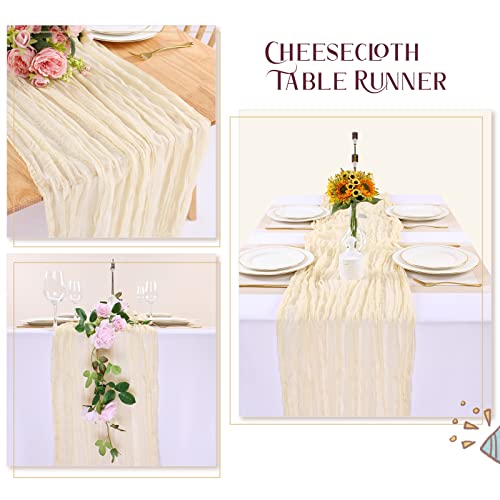 Sajoo Cream Cheesecloth Table Runner Gauze Table Runners 13.3Ft 8 Pack Long Boho Gauze Table Runner Rustic Sheer Table Runner For Wedding Decor Baby Bridal Shower Birthday Party Decorations #TOP4