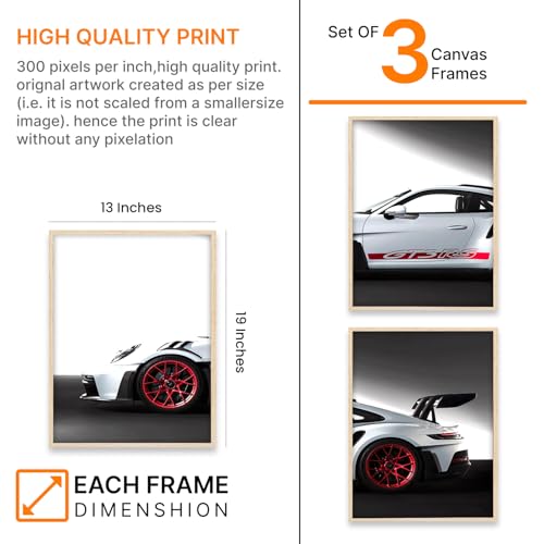 ARTELLY Porsche 911 GT3RS 3-Poster Set, 13x19 inch, Multicolor - Image 3