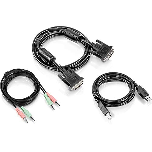 TRENDnet 6 ft. DVI-I, USB, and Audio KVM Cable Kit, Connect a DVI Computer to The TK-232DV KVM Switch, USB Mouse/Keyboard, DVI-I, & 3.5mm Audio Connections, TK-CD06