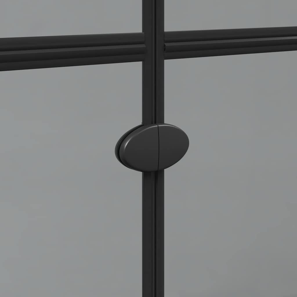 Ścianka prysznicowa Walk-In czarna z aluminium i szkła hartowanego, 110 x 6,5 x 190 cm, składana, do łazienki, ochrona przed rozpryskiwaniem, zajmuje mało miejsca szklana ścianka do wnętrz