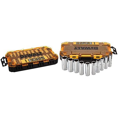 Dewalt Deep Socket Set, 20-Piece, 3/8" Drive Metric/Sae (Dwmt73812) & Drive Socket Set, Sae, 1/2-Inch Drive, 10-Piece (Dwmt73814) #TOP24