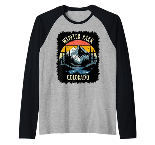 Winter Park Colorado USA Retro Mountain Vintage Style Design Raglan Baseball Tee