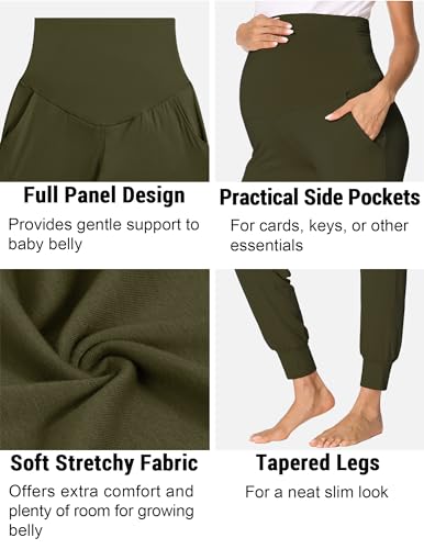 Image of fitglam Women's Maternity Pants Over Belly Lounge Pajamas Clothes Pregnancy Must Haves Joggers with Pockets