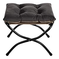 HollyHOME Fußhocker Klappbar Fußablage Fußstütze Faltbar Sitzhocker mit Metallbeinen Fusshocker mit Abnehmbar Gepolsterte Sitzfläche Samt Indoor Outdoor, Dunkelgrau