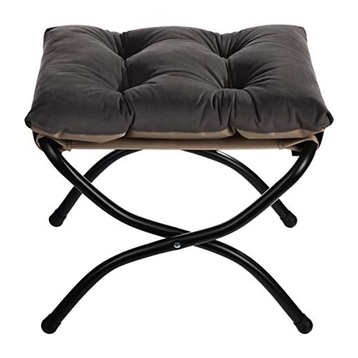 HollyHOME Foot Stool Foldable Footstool Folding Footstools for Living Room Garden Balcony Foot Rest Velvet Small Ottoman with Metal Legs, Dark Gray