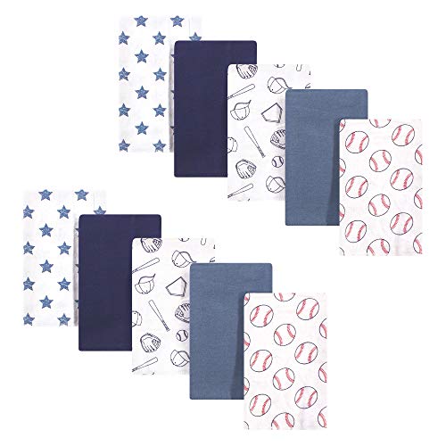 Image of Hudson Baby Unisex Baby Cotton Flannel Burp Cloths, Baseball, One Size