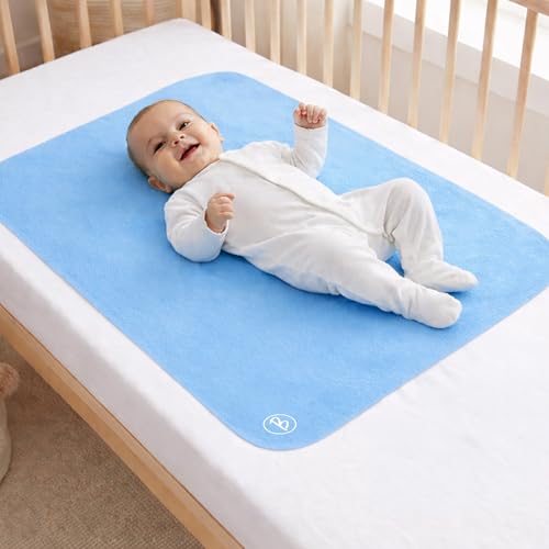 Image of Btag Baby Waterproof, Super Soft Fast Drying Mattress Protector | Extra Absorbent, Anti-Itching Sheet for New Born,Toddler (Size 50x70 cm, Pack of 1, Cobalt)