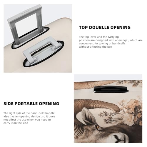 Big Horn Sheep And Flowers Elastic Travel Luggage Covers Dustproof Scratch-Resistant Suitcase Protector Fit 22-24 Inch3