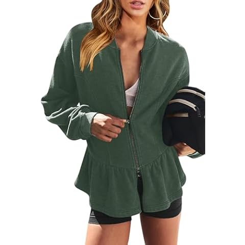 Orchidays Women's Peplum Zip Up Sweatshirt Cover