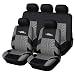 AUTOYOUTH Car Seat Covers Universal Fit Full Set Car Seat Protectors Tire Tracks Car Seat Accessories - 9PCS, Black/Gray