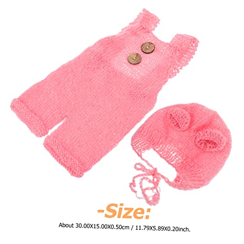 Toddmomy 1 Conjunto De Gorro De Malha De Fio Rosa Gorro De Malha De Bebê Fralda Calças De Crochê Sus