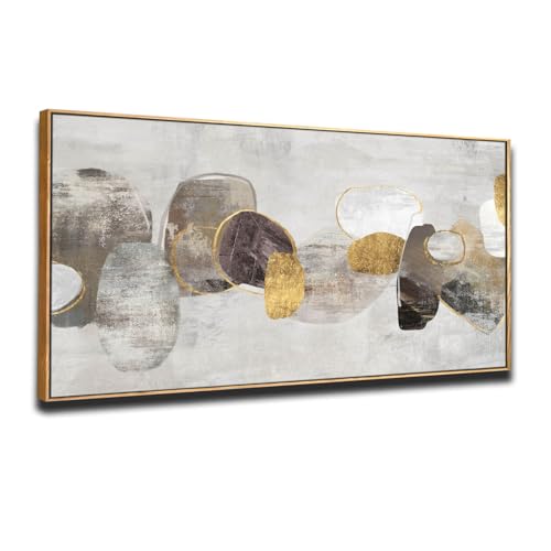 SDYA Gold Wall Decor Abstract Painting Watercolor Circles Artwork Grey Wall Art for Living Room Bedroom Home Office 24x48in