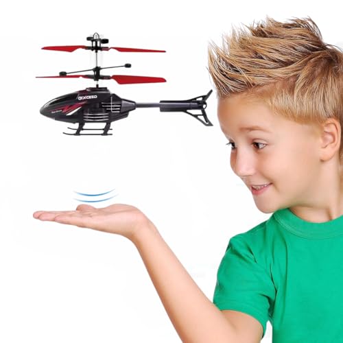Image of RC Helicopter with Hand Gravity Sensor for Kids 4+, Flying Remote Control Helicopter Toy, Chargeable with 3D LED Light Safety Sensor, Indoor Outdoor Play, Gift for Boys & Girls (BlackRed)