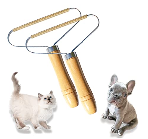 2pk Lint Remover- Easy to use Portable Pet Hair Remover - Reusable Lint Shaver for Your Carpet, Rugs and Pet Beds - Double Sided Dog Hair Remover - Wood Metal Carpet Scraper for Pet Hair Removal Tool