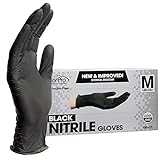 ForPro Disposable Nitrile Gloves, Chemical Resistant, Powder-Free, Latex-Free, Non-Sterile, Food Safe, 4 Mil, Black, Medium, 100-Count
