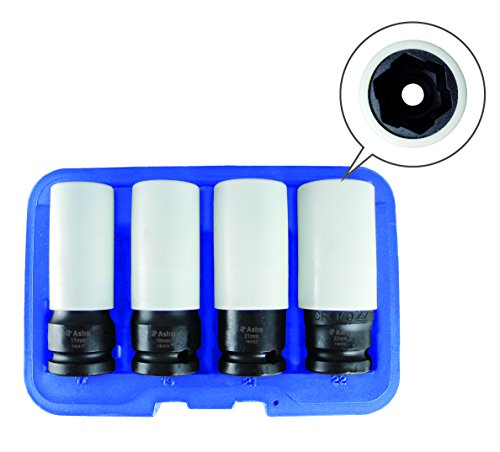 Astro Pneumatic Tool 7404 Flank Bite Damaged Lug Nut Socket Set w/Spinning Protective Sleeves