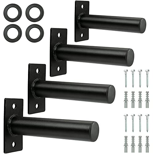 Wall Mounted Weight Plate Holder, Fit 2inch Olympic Weight Plates, with Protective Rubber Pad, Max Weight Capacity 300 lb, Mounting Hardware Included (4pcs-Black)