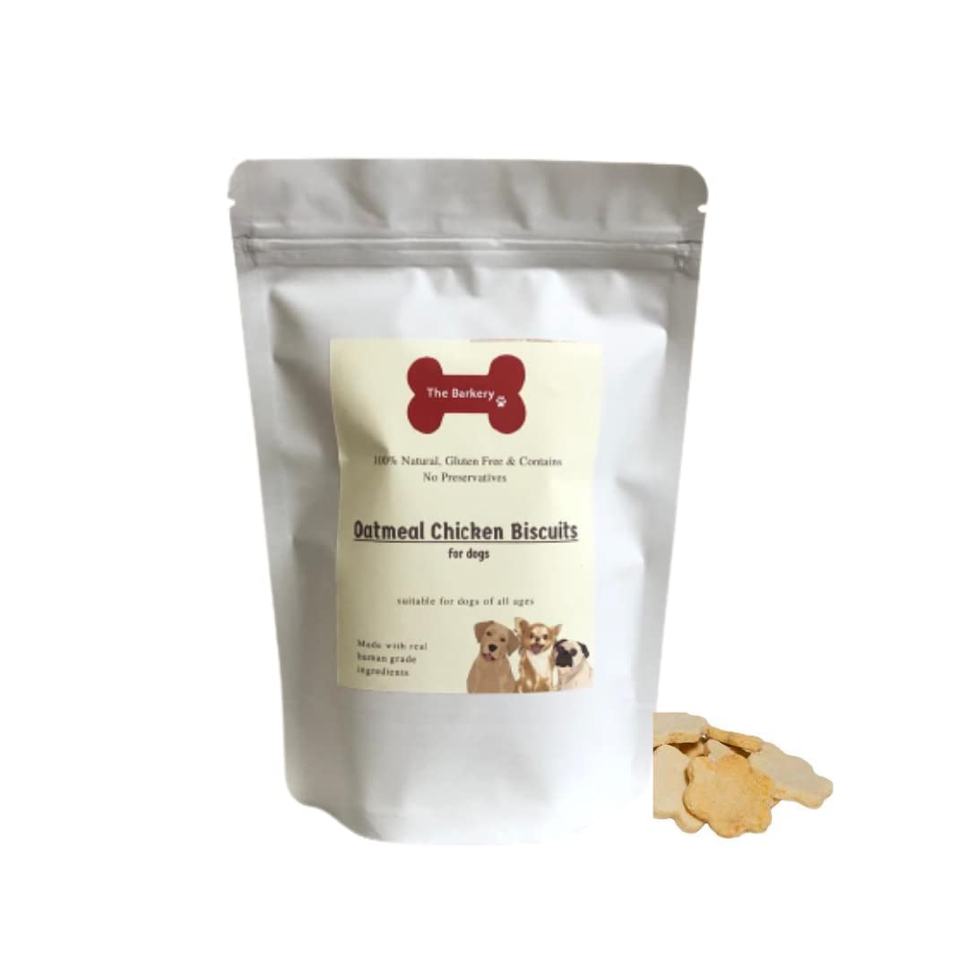 The Barkery by NV - Non Vegetarian Oatmeal Chicken Dog Biscuits | Natural and Gluten Free Dog Biscuits (300g)