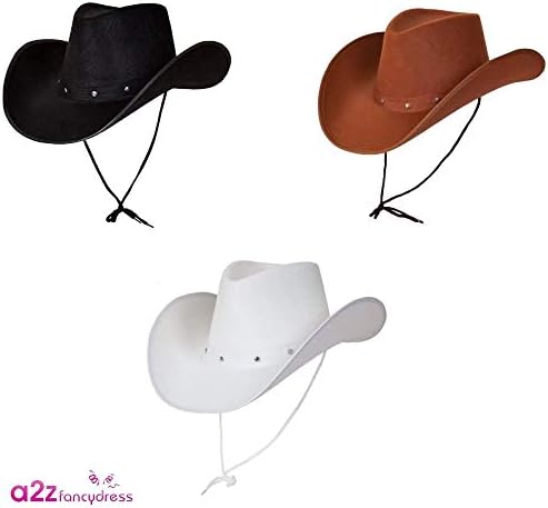 Wicked Costumes Adult Texan Cowboy Hat White, Brown & Black 3 Pack Fancy Dress Party Accessory Country Western Rancher