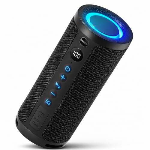 Bluetoothスピーカー 20W 大音量 24時間連続再生 DSPサウンド処理 RGBライト搭載 消灯可能 バッテリー残量・音量デジタル表示 2種類EQモード USB Type-C充電 AUX入力 USBメモリ TFカード再生対応 IPX6防水 吊り下げストラップ付き ポータブルスピーカー ワイヤレススピーカー 防水スピーカー お風呂 キャンプ アウトドア 室内 屋外用