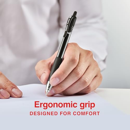 Image of STAPLES Retractable Gel Pens, Fine Point 0.7mm, Black Ink, 12 Pack - ProGel Ergonomic Pens with Quick‑Dry Ink for Office & School