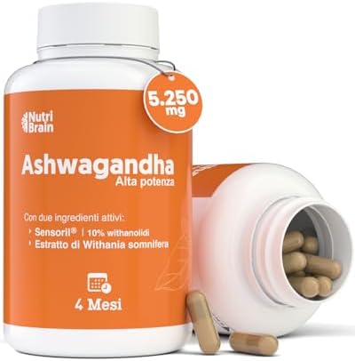 Ashwagandha ad alta potenza. Adattogeno e Nootropo con Sensoril® (10% Withanolidi) | Sonno Profondo, Benessere Generale, Energia, Concentrazione | 4 mesi | 2 Volte Più Concentrato del KSM-66