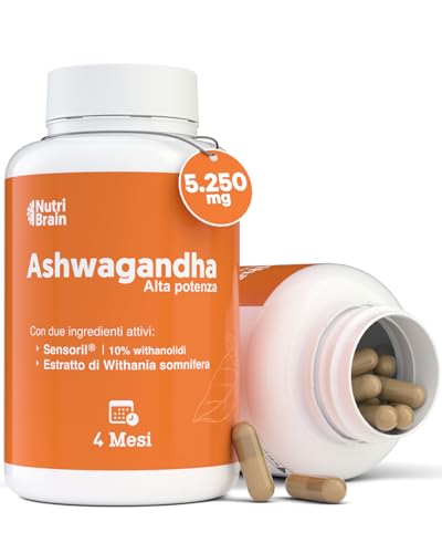 Ashwagandha ad alta potenza. Adattogeno e Nootropo con Sensoril® (10% Withanolidi) | Sonno Profondo, Benessere Generale, Energia, Concentrazione | 4 mesi | 2 Volte Più Concentrato del KSM-66