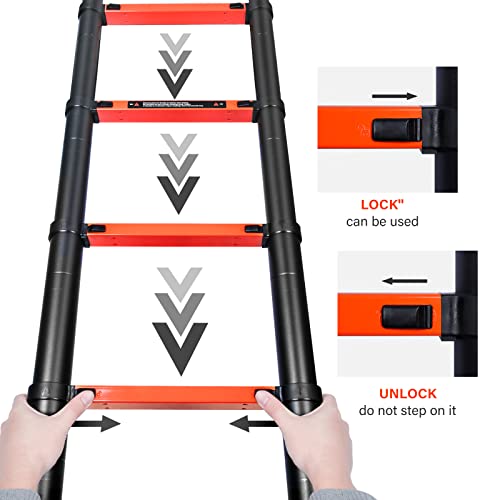 Palumie Aluminum Telescoping Ladder 10.5 Ft, Extension Extendable Ladder With Safe Locking Mechanism, Multi-Purpose Telescopic Collapsible Ladders For Home, Rv, Outdoor, 330 Lbs Capacity #TOP2